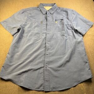 American Outdoorsman XL Blue Plaid Short Sleeve Zip Pocket‎ Outdoor Shirt Mens